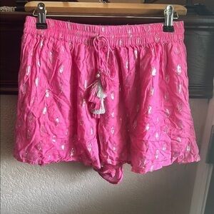 Surf Gypsy Women’s Size Medium Pink with Silver Details Tassel Drawstring Shorts